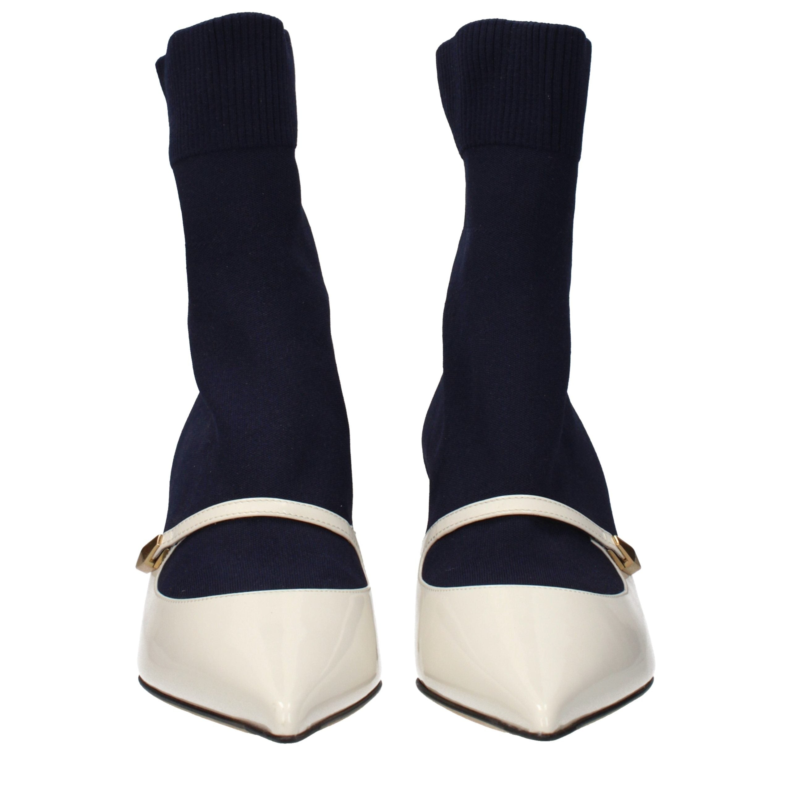 Blue Fabric Ankle Boots