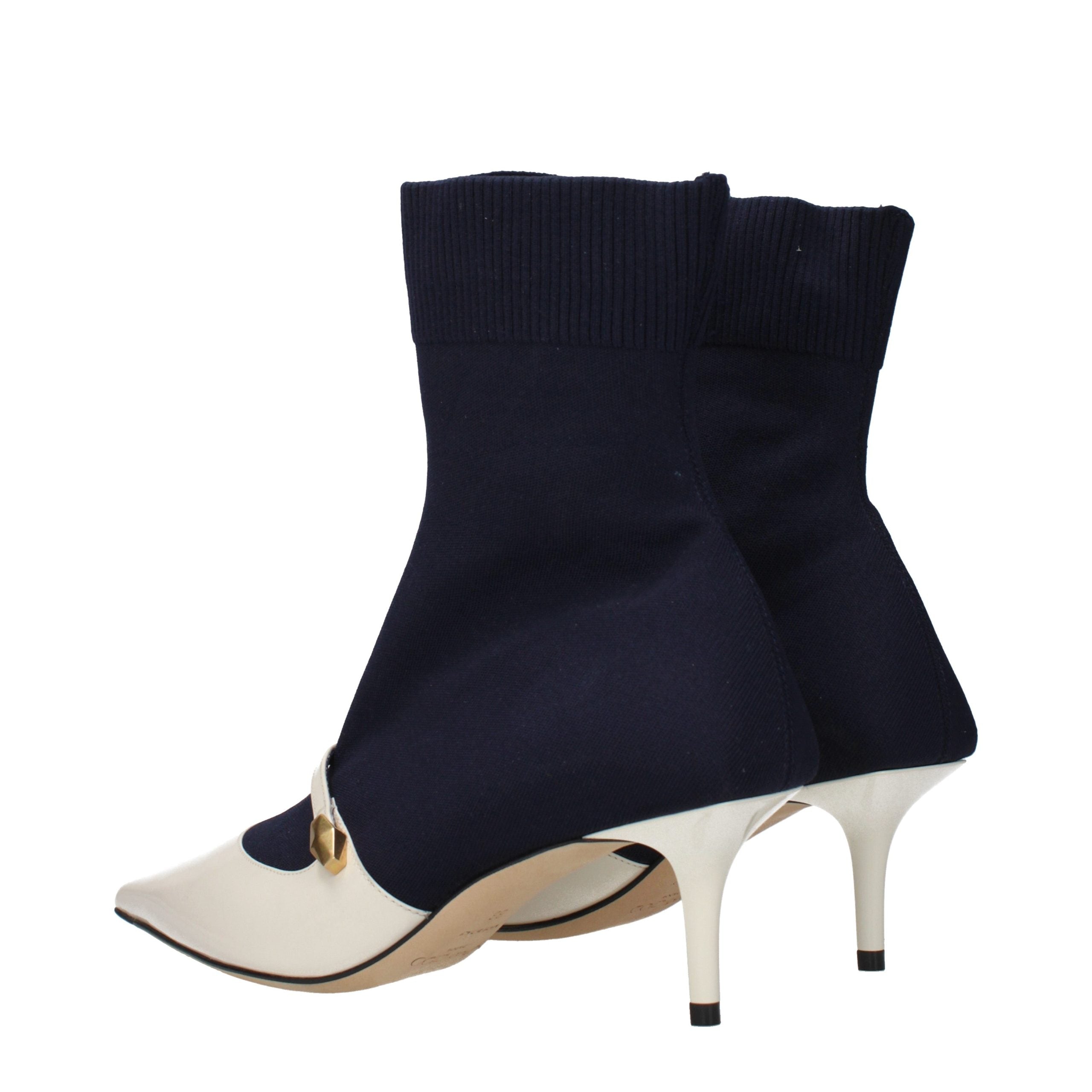 Blue Fabric Ankle Boots