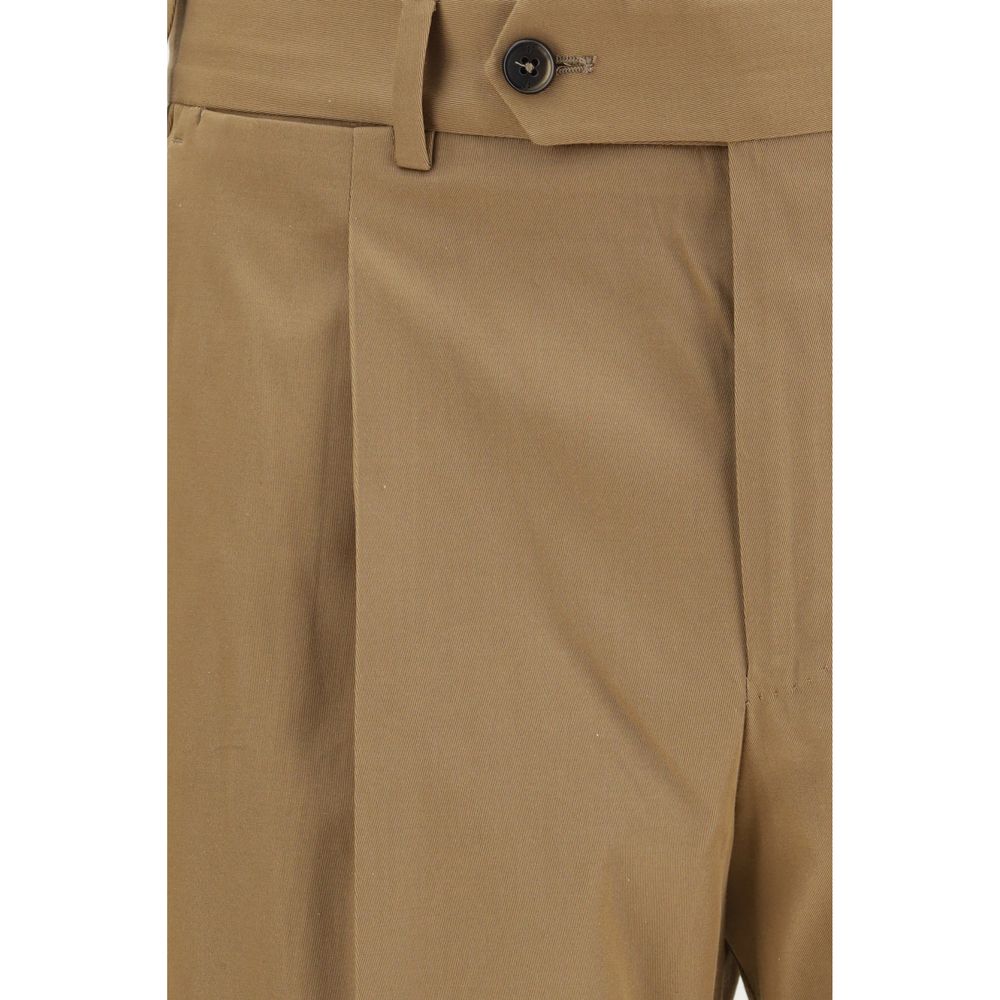 Brown Cotton Casual Pants