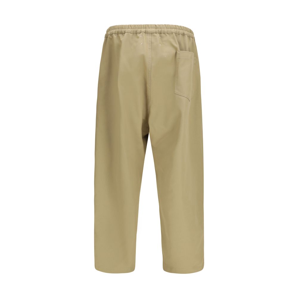 Beige Polyester Casual Pants