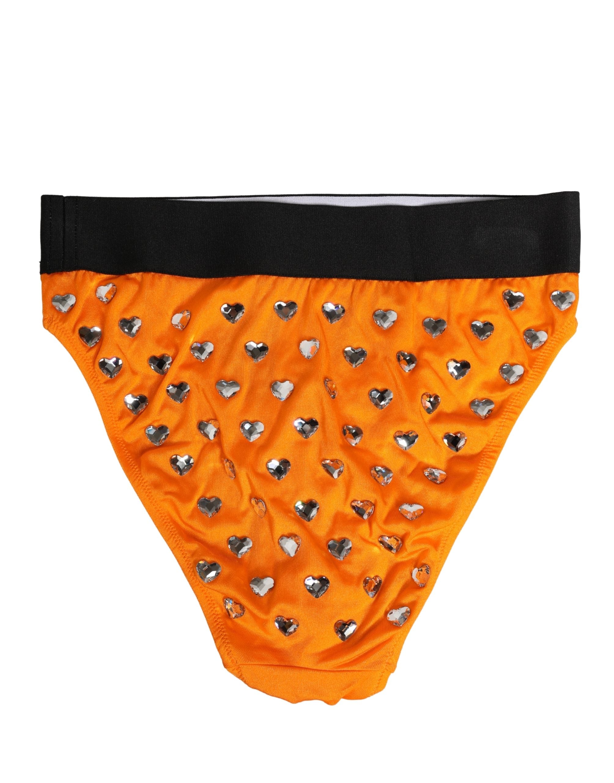 Orange Crystal High Waist Brief Panty Underwear