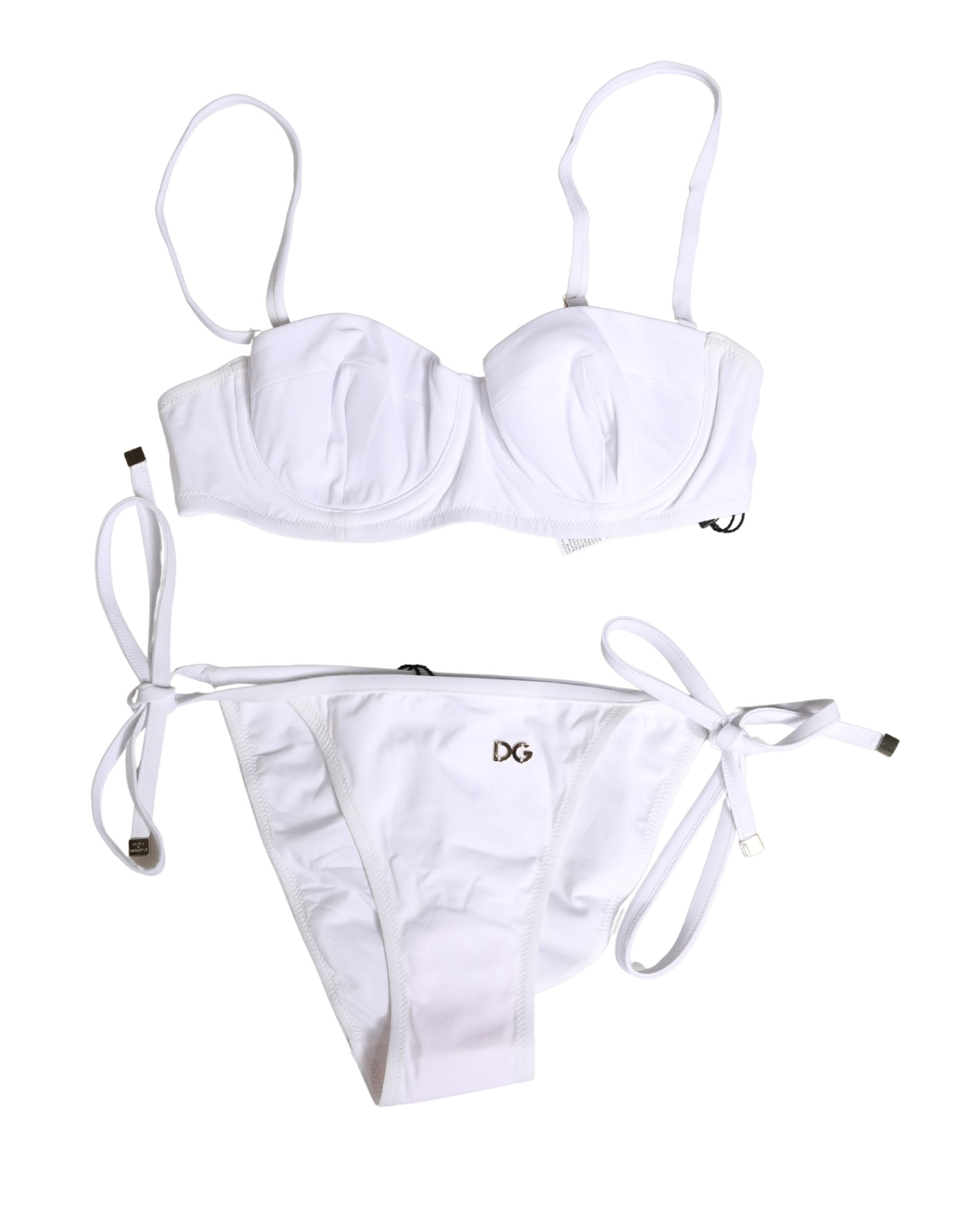 White Nylon Bikini Logo Plaque 2 Piece Swimwear