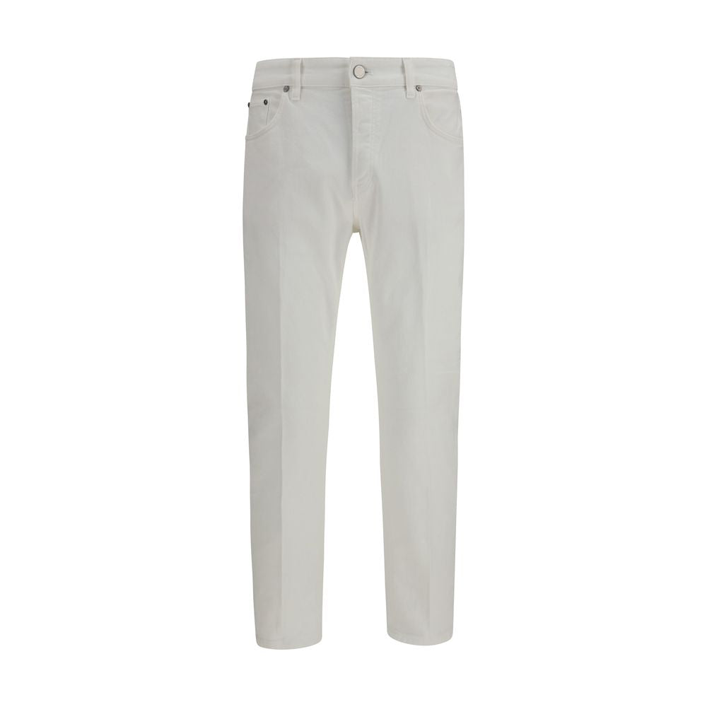 White Cotton Tapered Jeans
