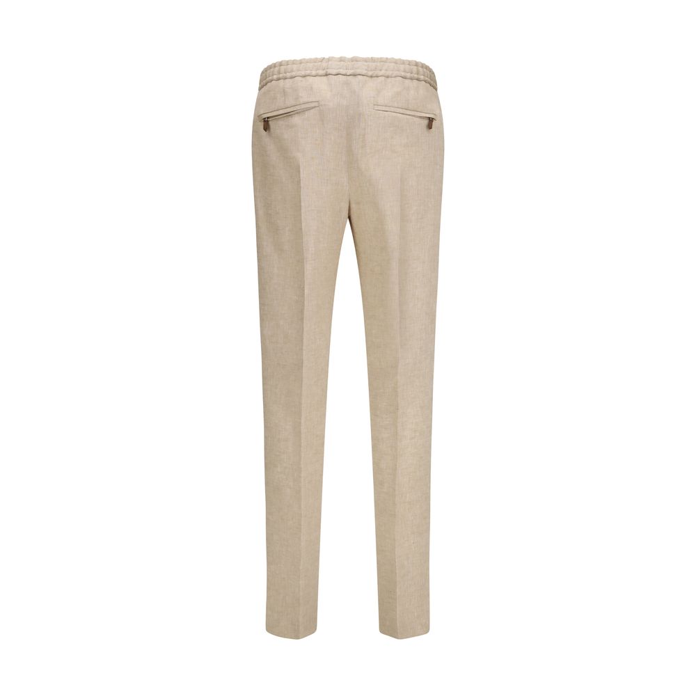 Beige Linen Casual Pants