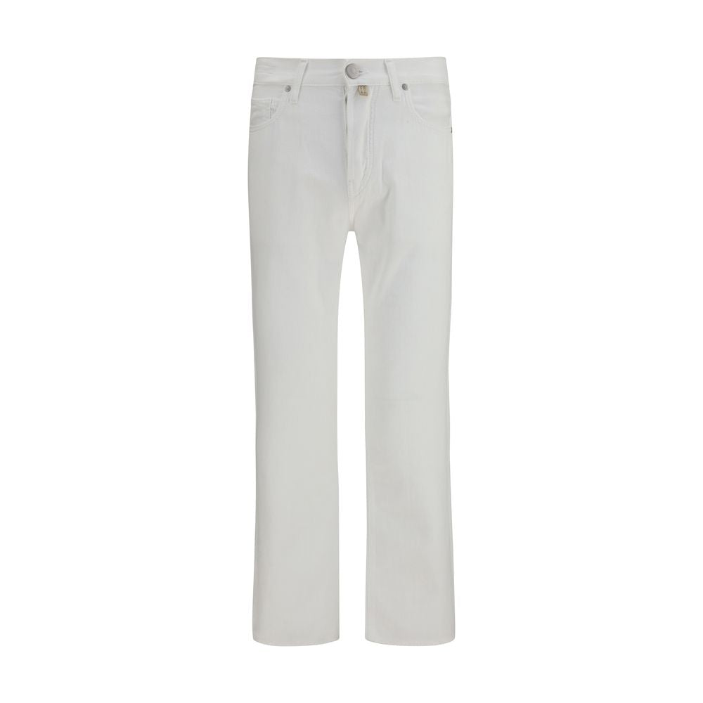 White Cotton Straight-Leg Jeans
