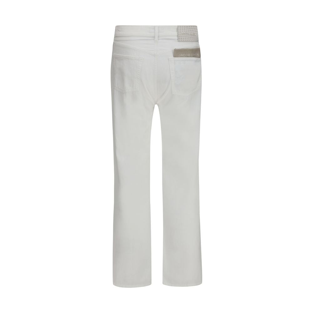 White Cotton Straight-Leg Jeans