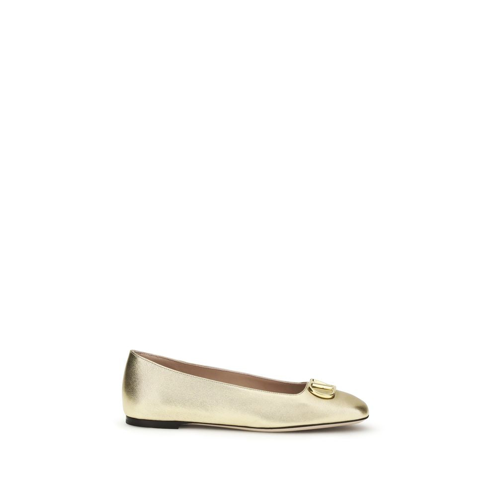 Gold Calf Leather Bos Taurus Ballet Flats