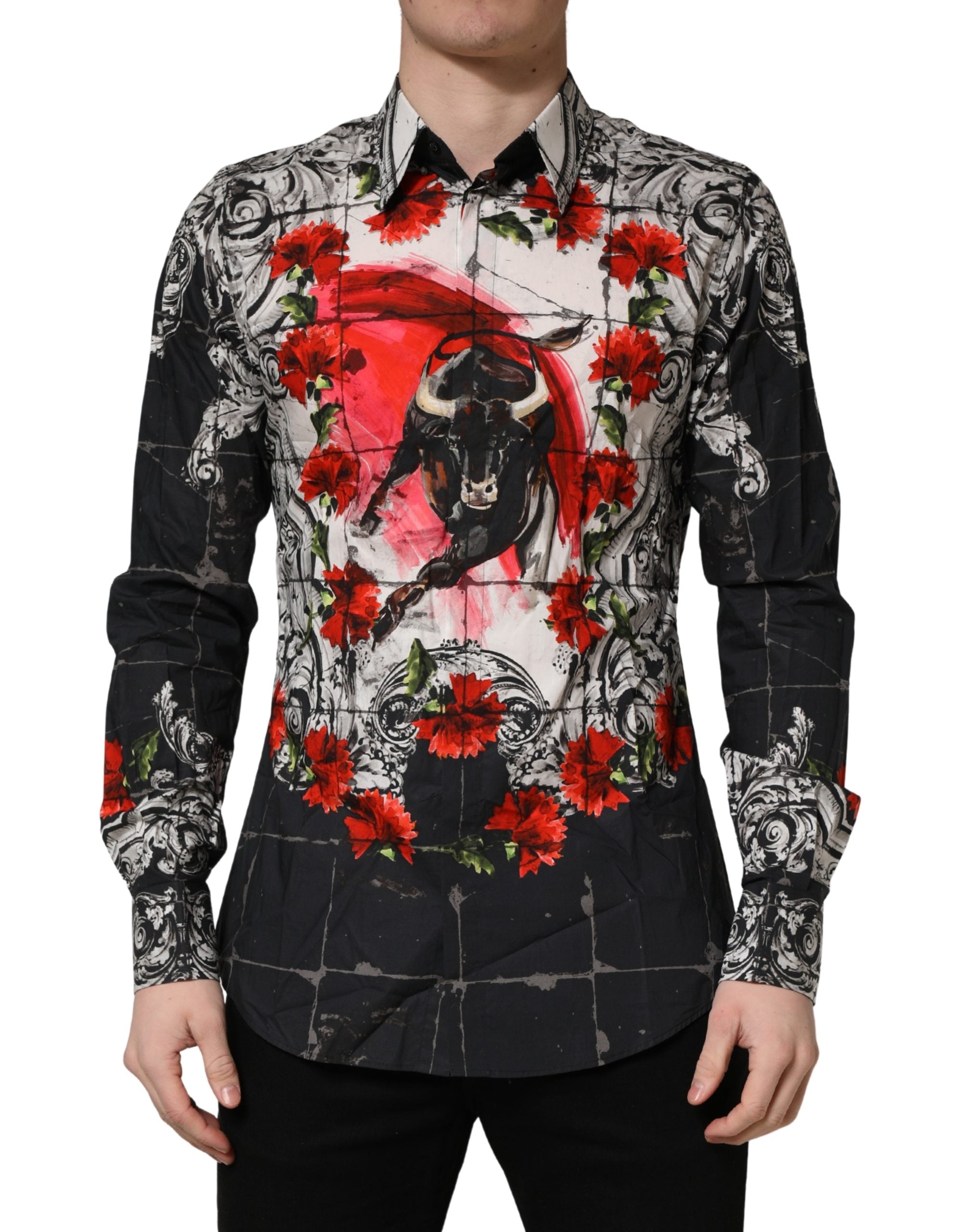 Multicolor Floral Bull Collared Men Dress Shirt