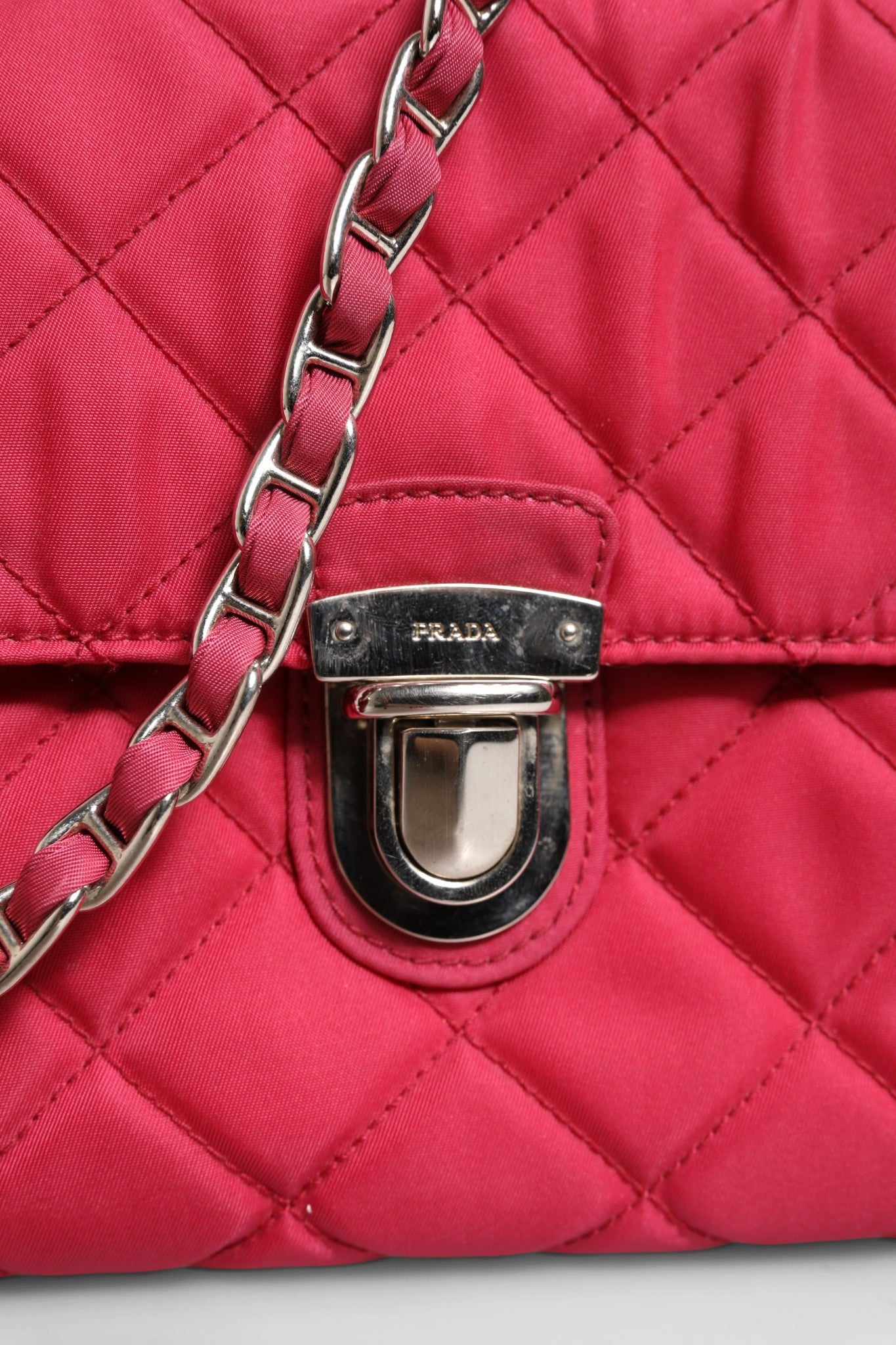 Prada Pink Quilted Tessuto Impuntu Nylon Flap Crossbody Bag