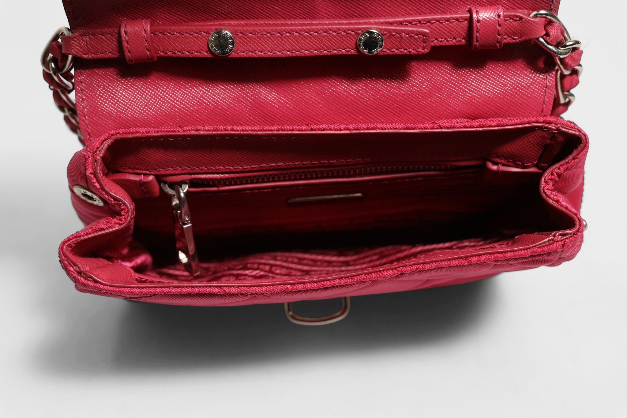 Prada Pink Quilted Tessuto Impuntu Nylon Flap Crossbody Bag