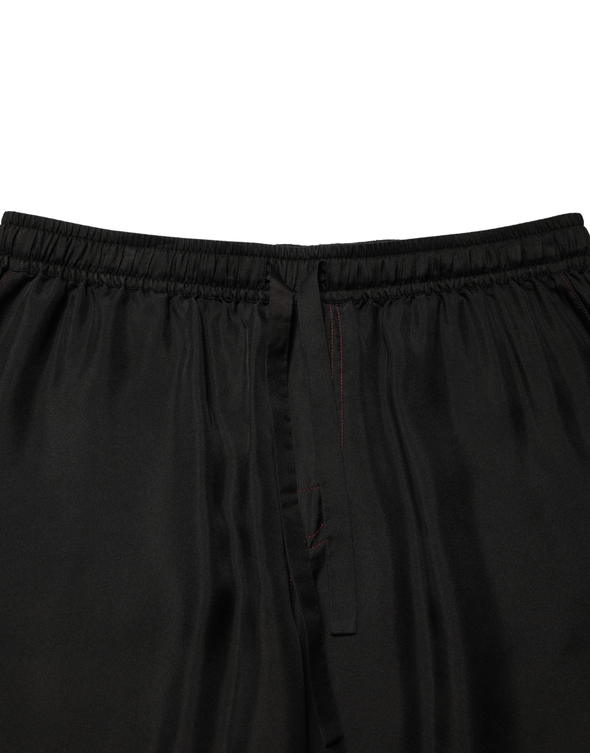 Black Silk Drawstring Men Bermuda Shorts