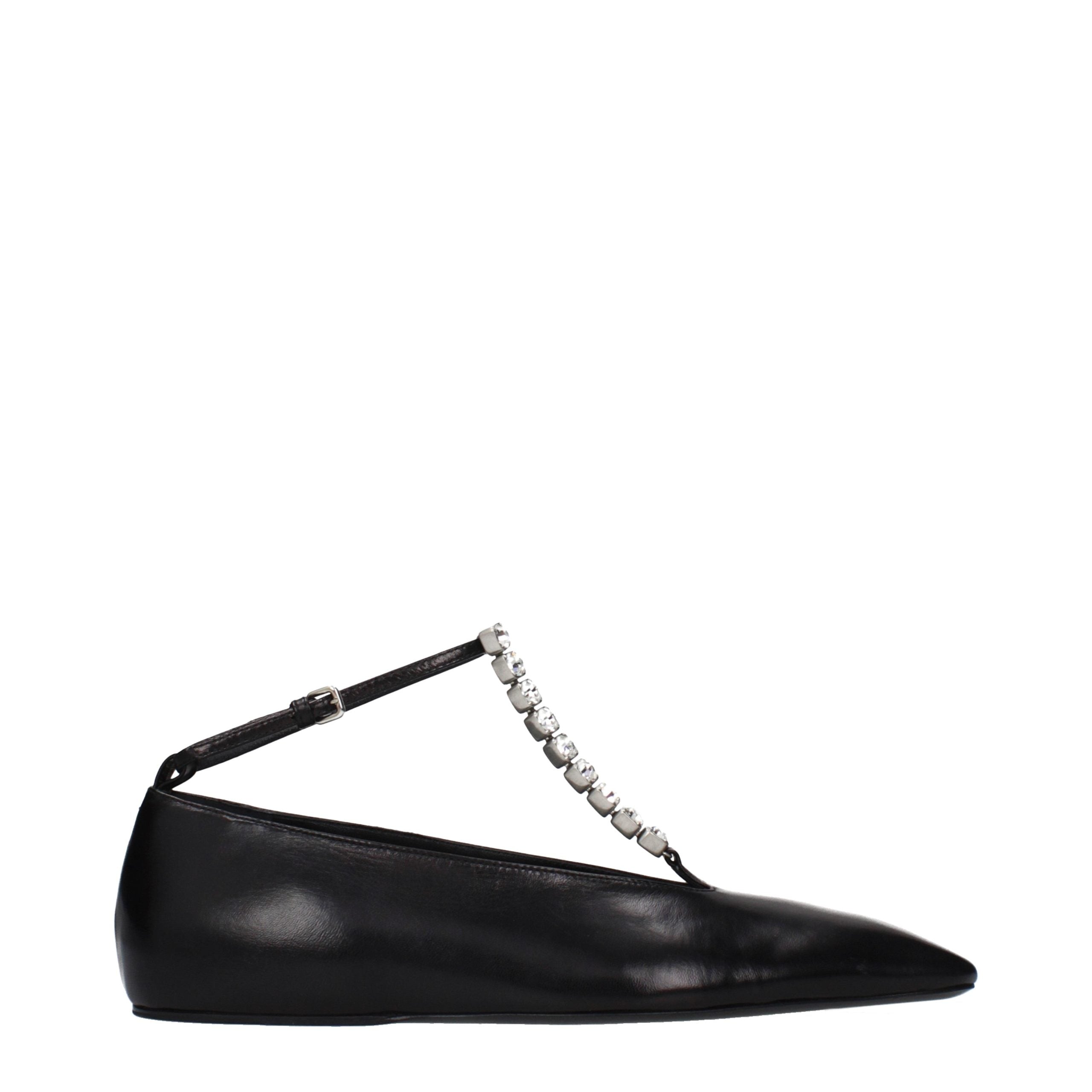 Black Leather Ballet Flats