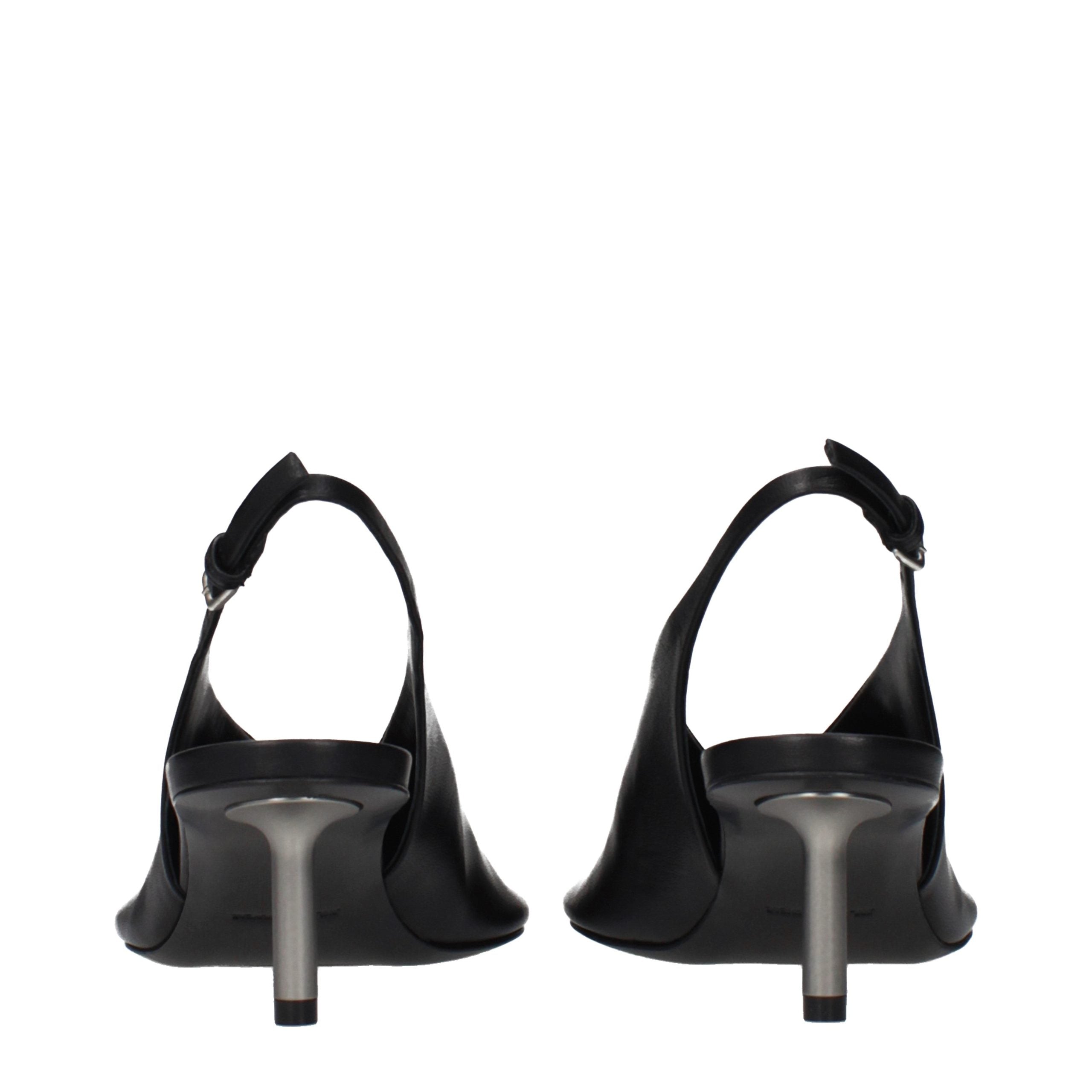 Black Leather High Heel Pumps