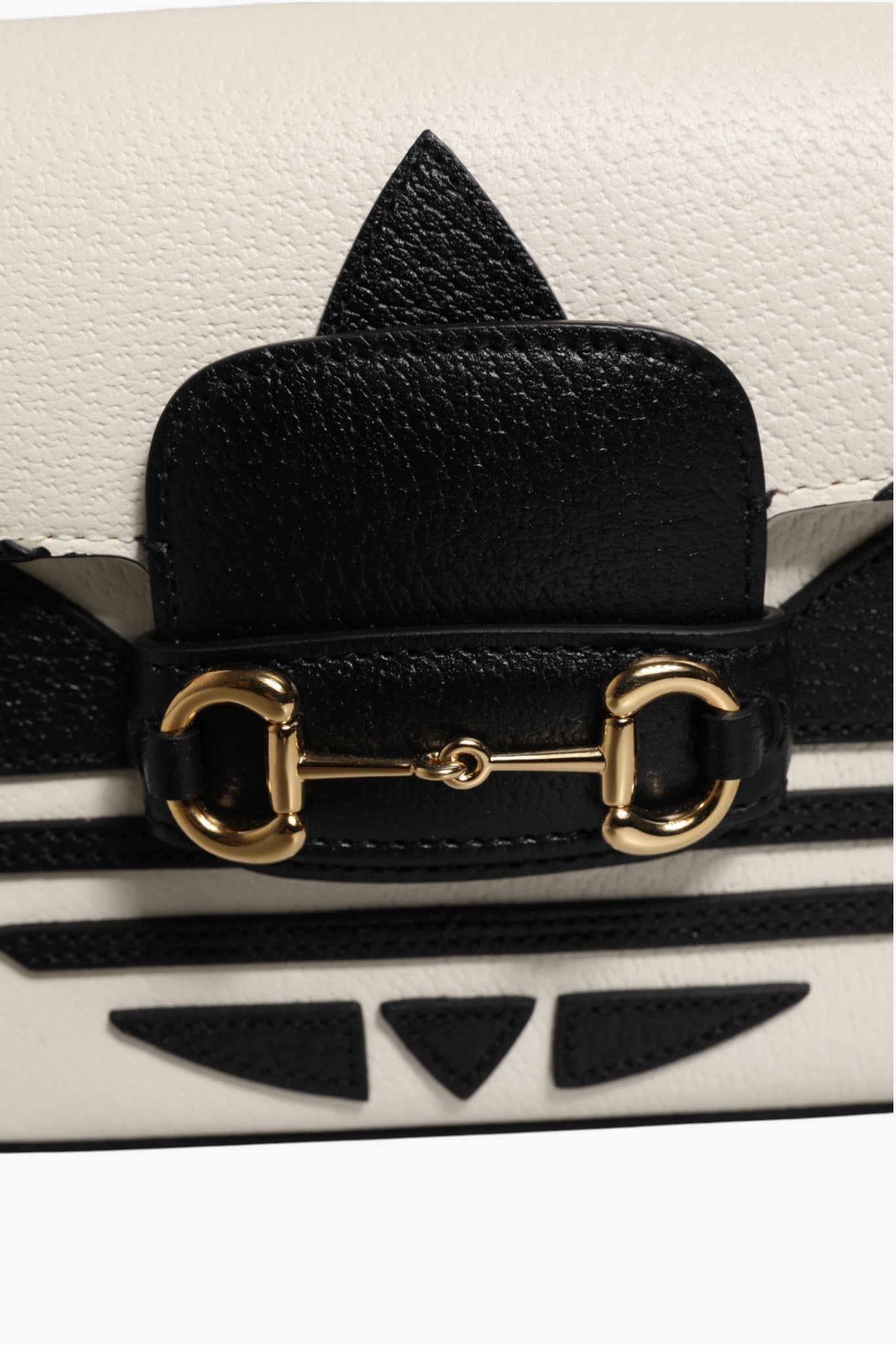 Gucci x Adidas Horsebit 1955 White Black Calfskin Leather Shoulder Bag