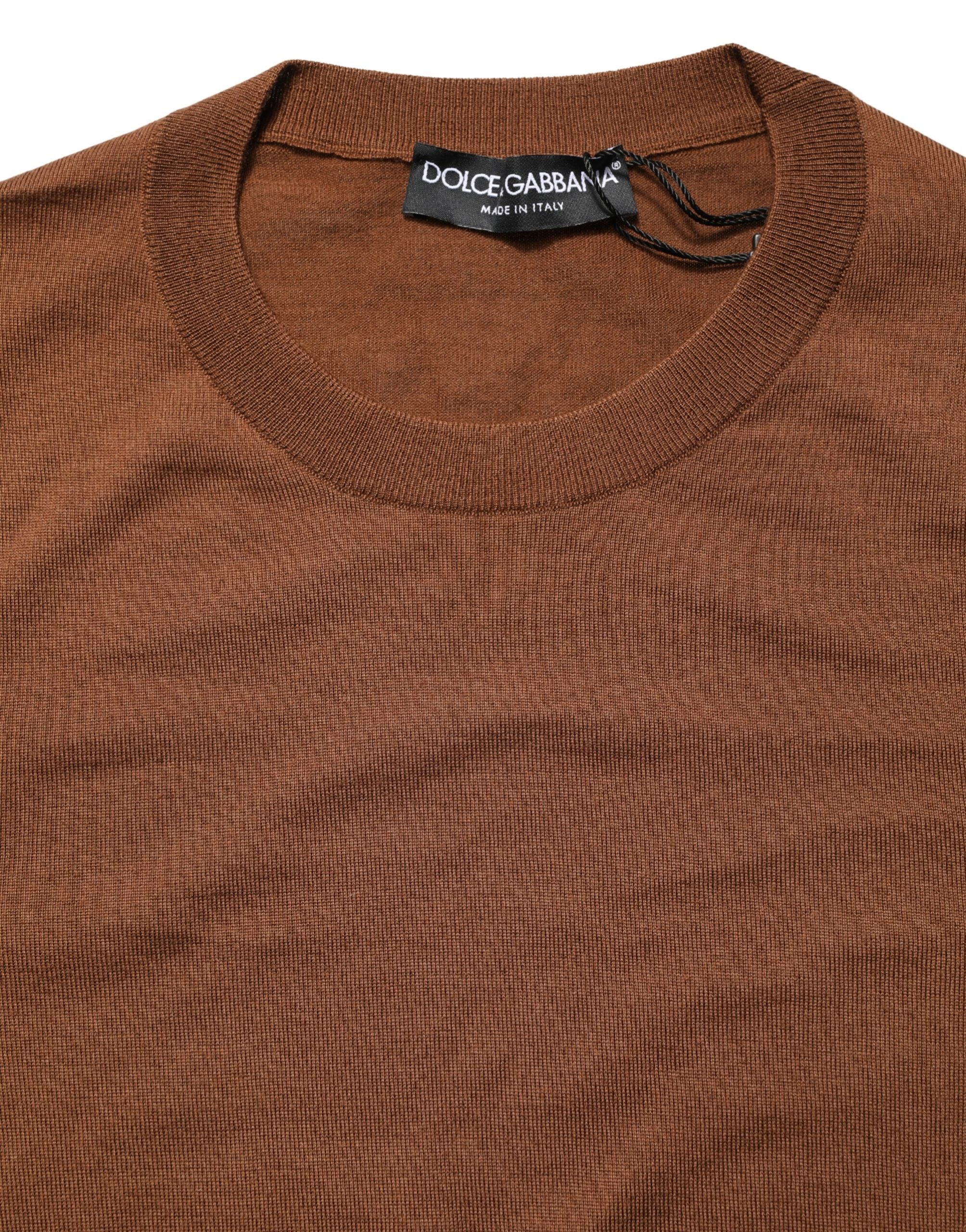 Brown Cashmere Men Crew Neck Pullover Sweater