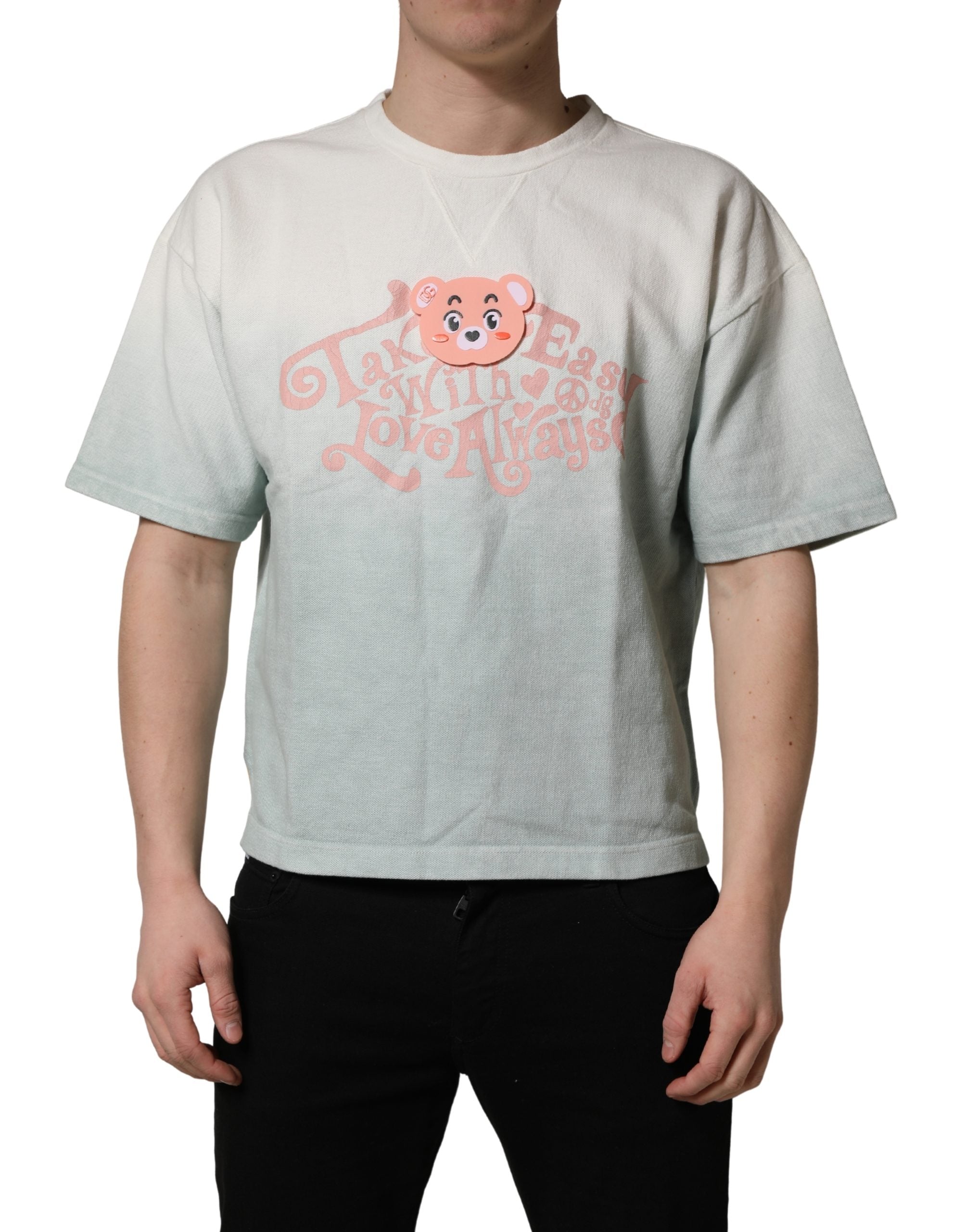 Green Tie-Dye Graphic Print Cotton Crewneck T-shirt