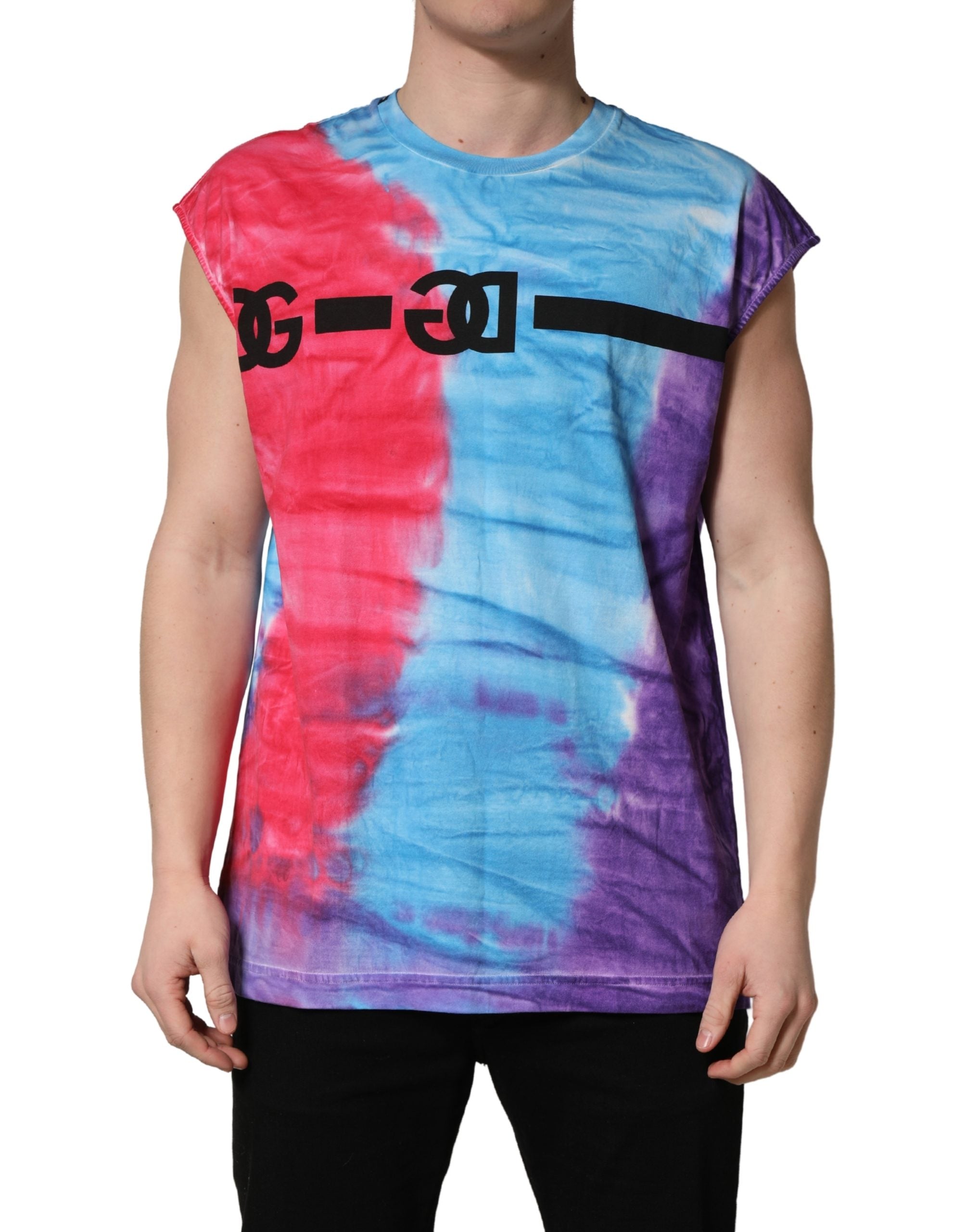 Multicolor Tie Dye Cotton Sleeveless T-shirt
