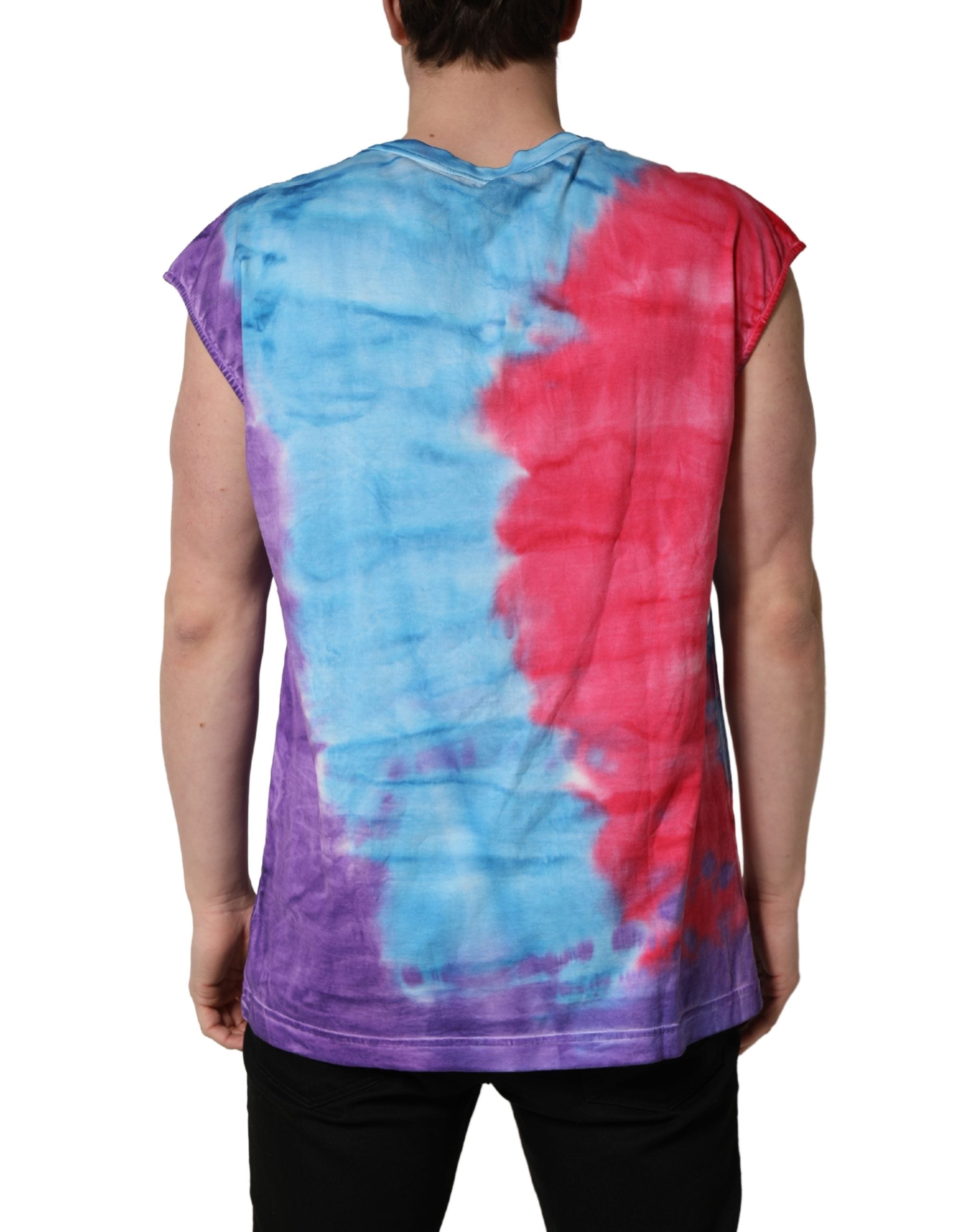 Multicolor Tie Dye Cotton Sleeveless T-shirt