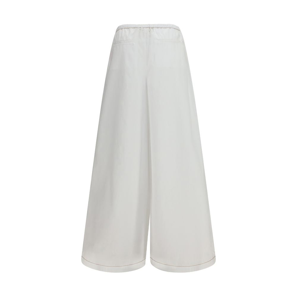 White Cotton Casual Pants