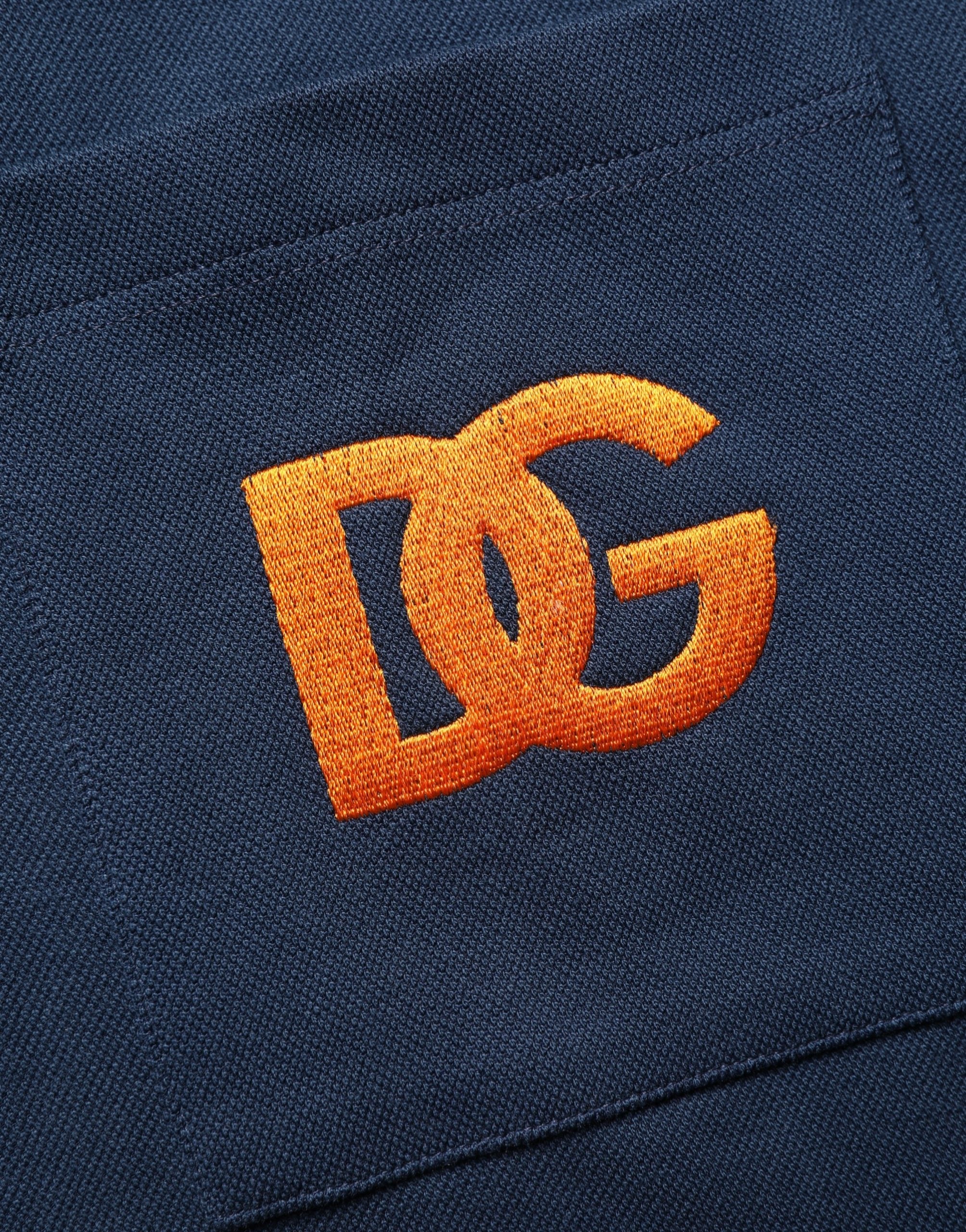 Navy Blue Cotton Logo Short Sleeves Men Polo T-shirt