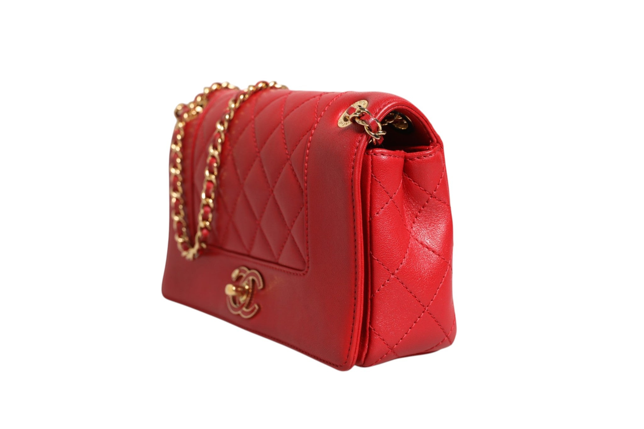 Burgundy Sheepskin Quilted Leather Mademoiselle Flap Bag