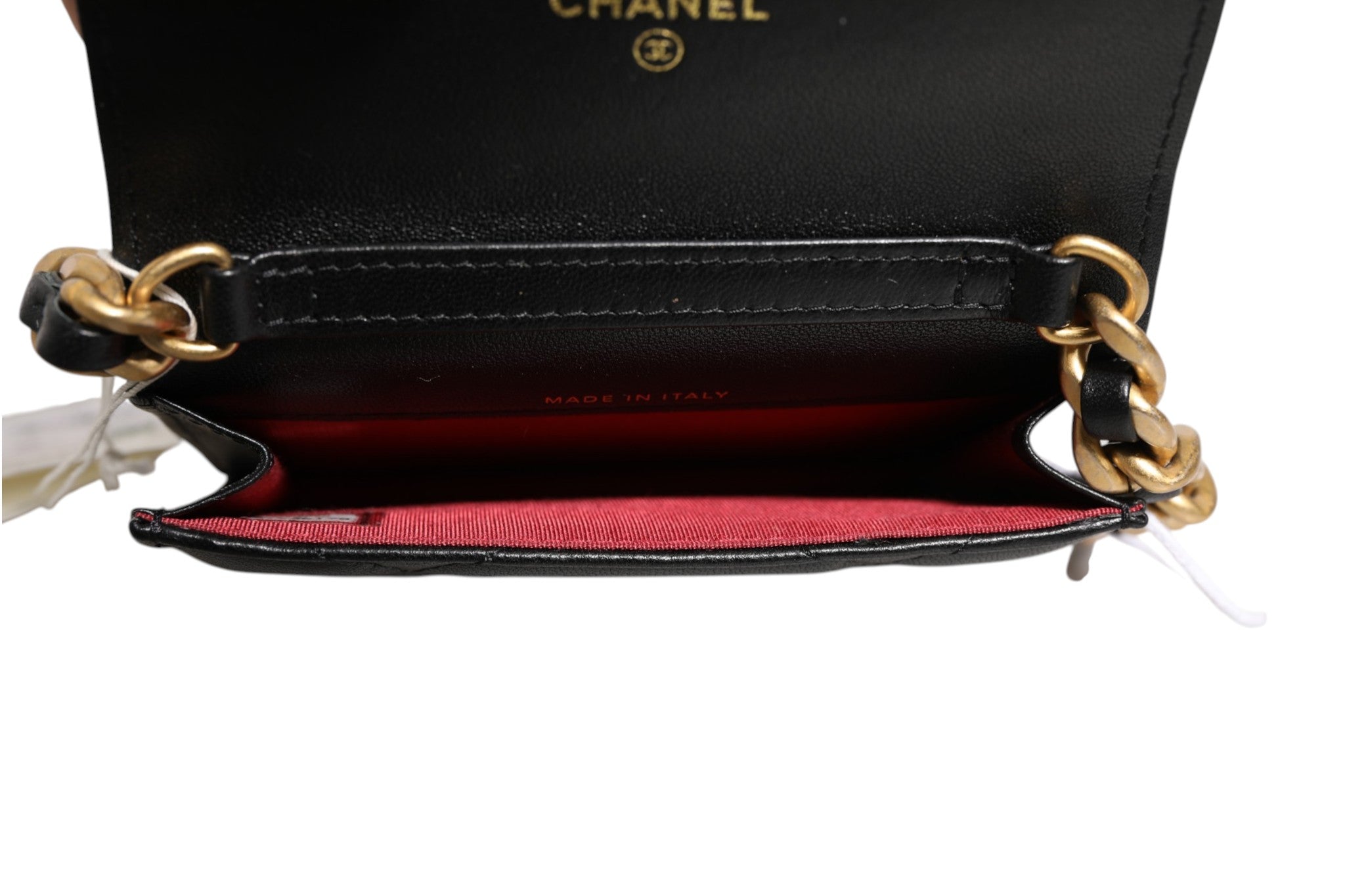 Chanel 19 Flap Coin Purse Quilted Leather Black Crossbody