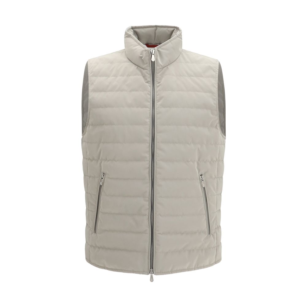 Gray Polyester Sleveless Jacket