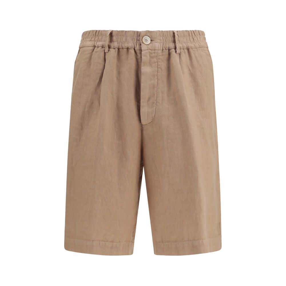 Brown Linen Bermuda Shorts