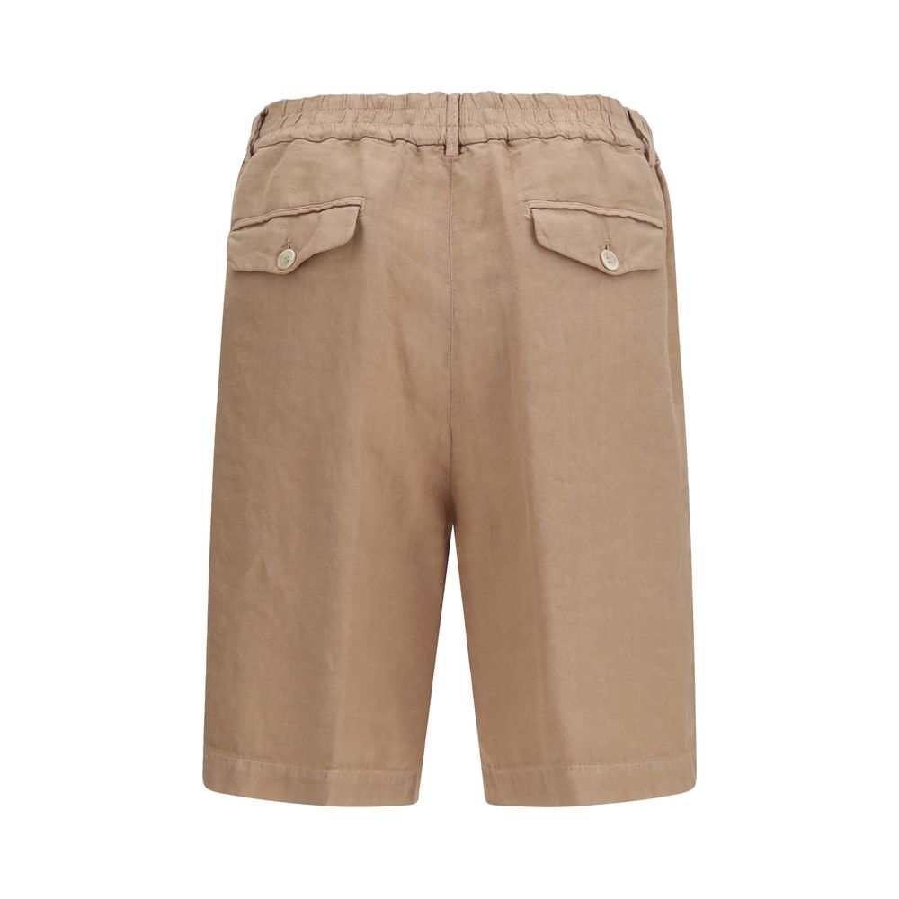 Brown Linen Bermuda Shorts