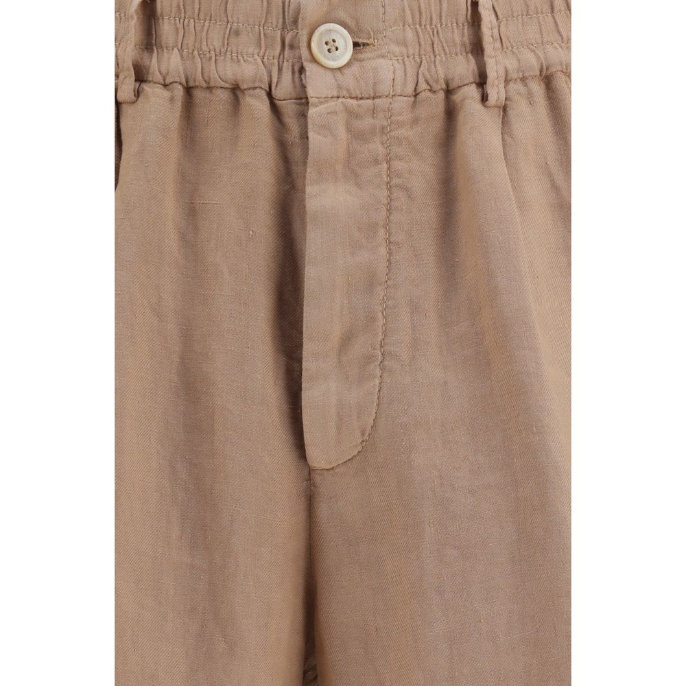 Brown Linen Bermuda Shorts