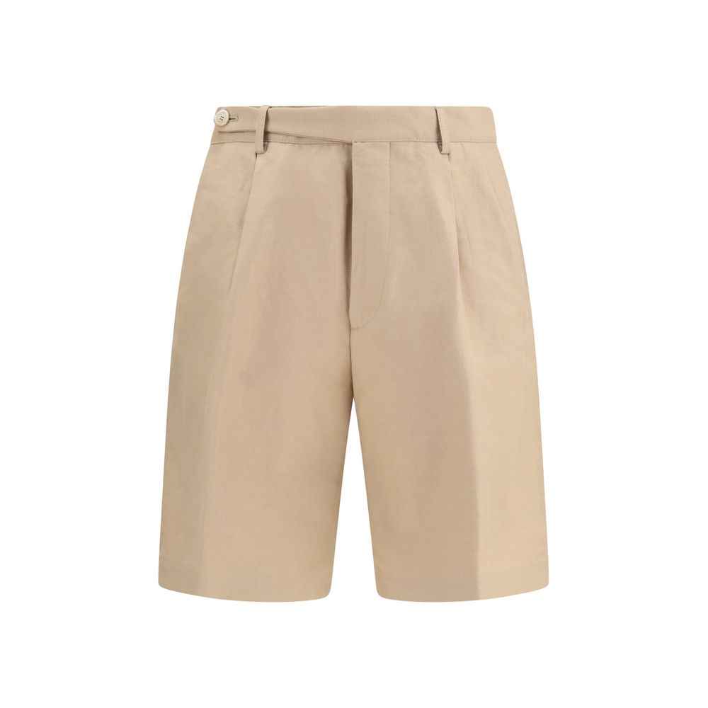 Beige Cotton Bermuda Shorts