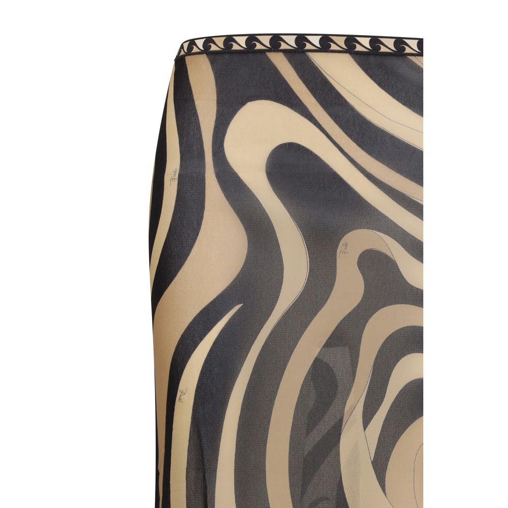 Beige Polyamide Long Skirt