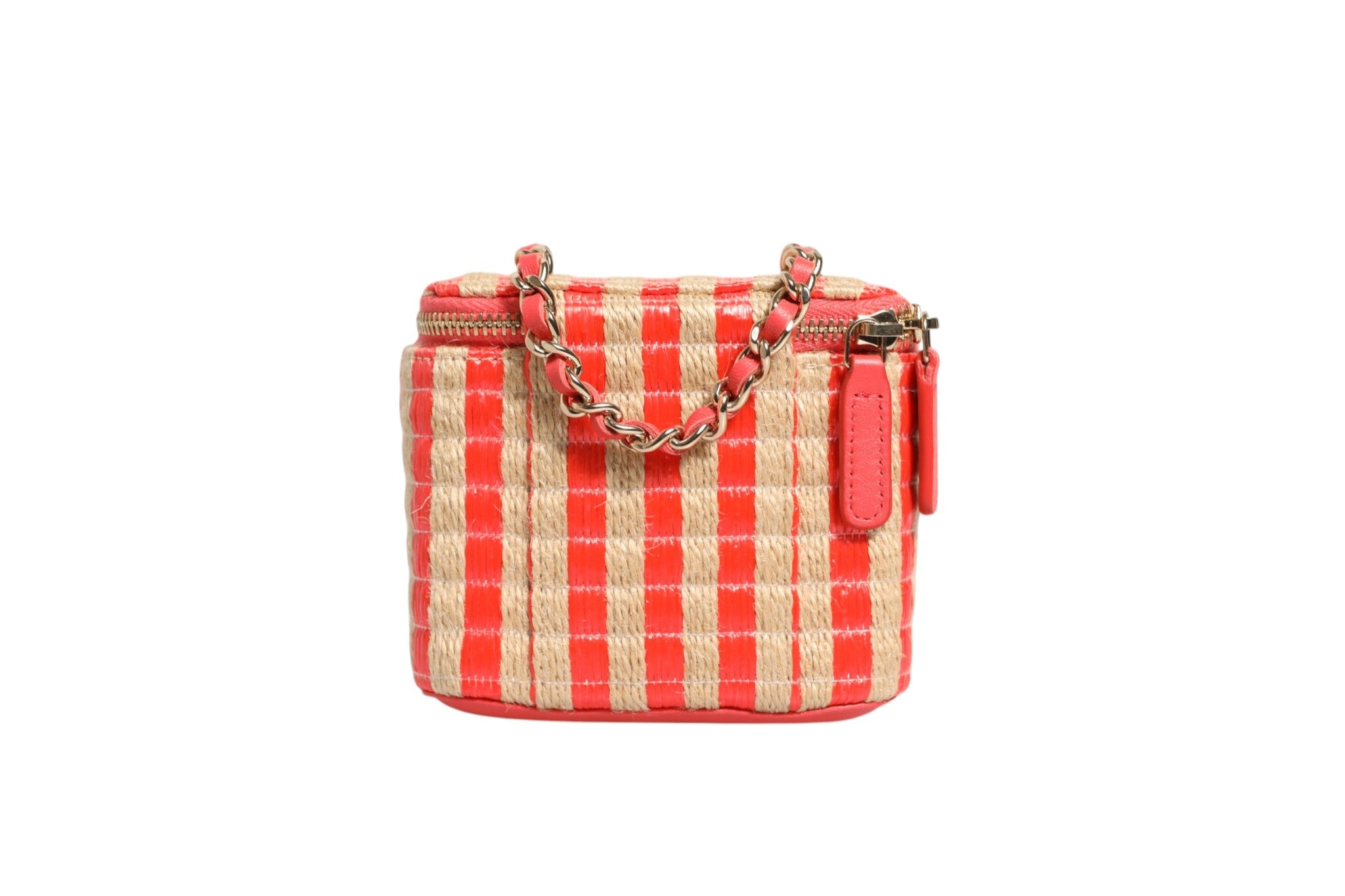 Raffia Jute Striped Mini Vanity Case