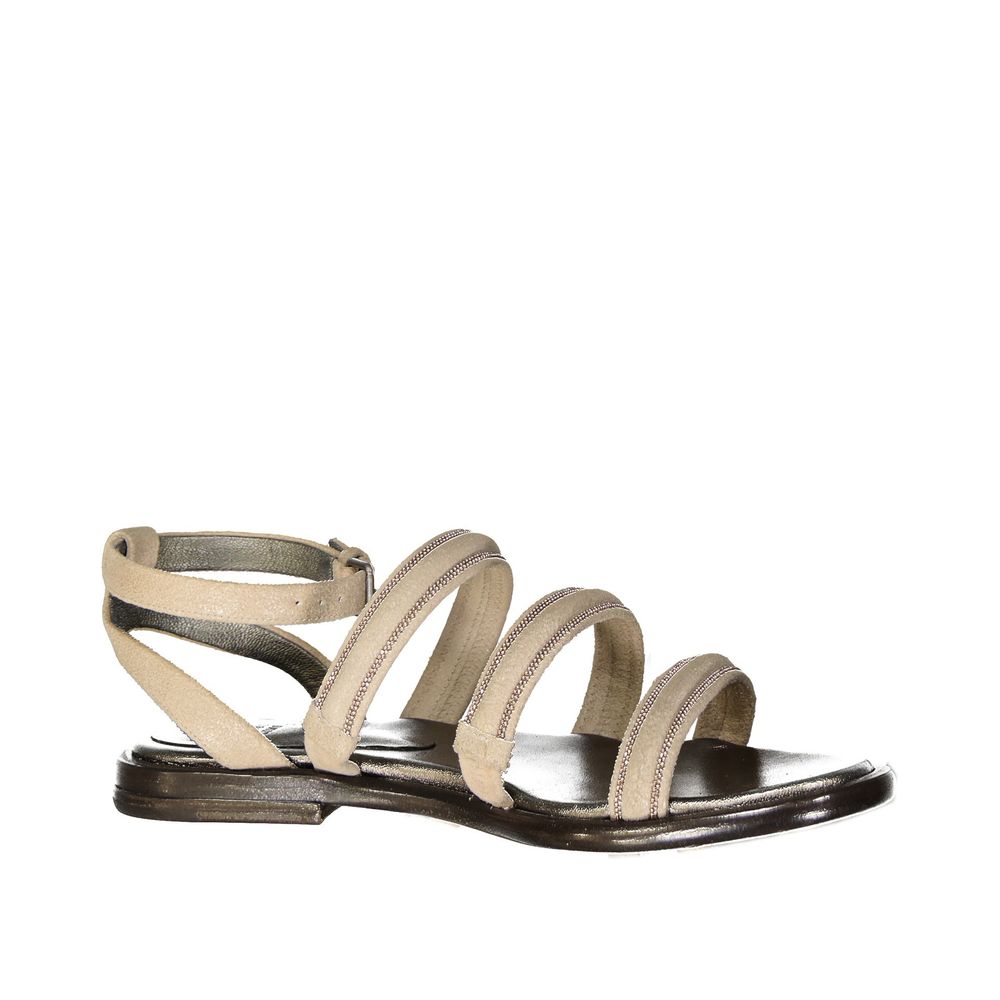 Beige Calfskin Flat Sandals