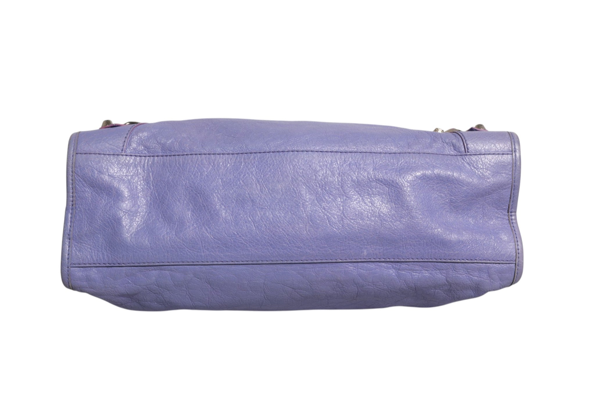 Purple Leather City Bag With Hardware