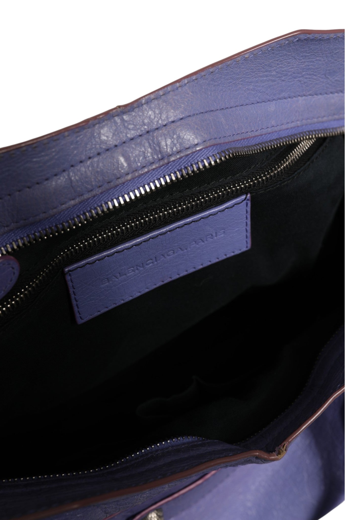 Purple Leather City Bag With Hardware