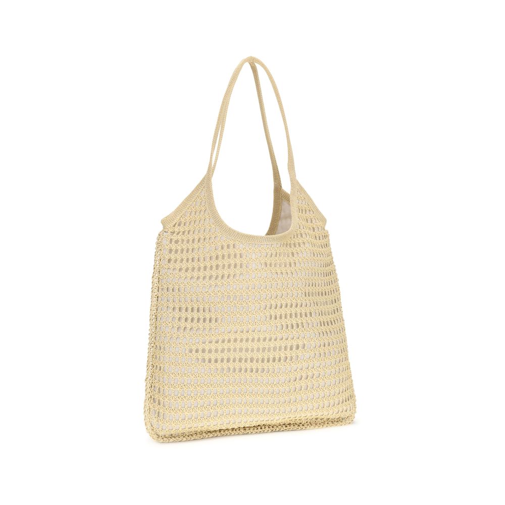 Beige Viscose Shoulder Bag