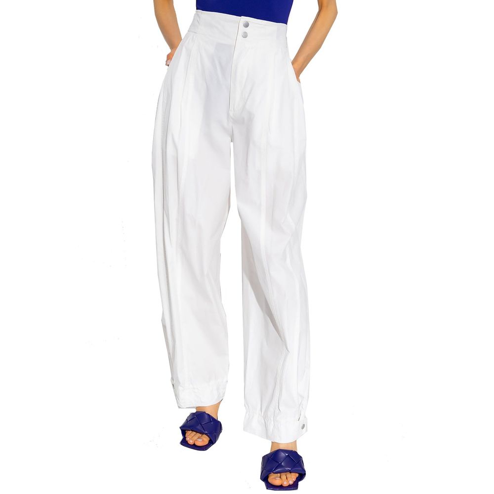 White Cotton Casual Pants