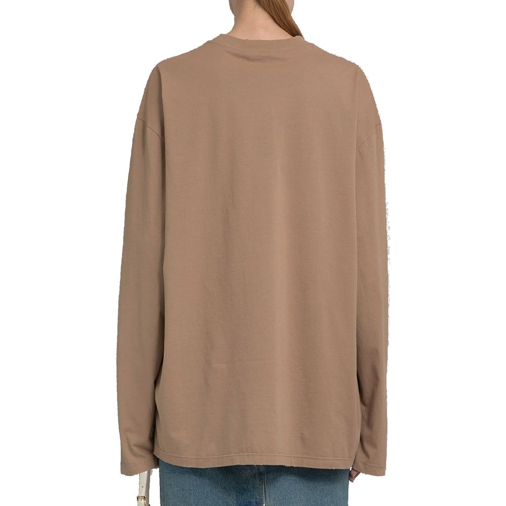 Brown Cotton Long Sleeve T-Shirt