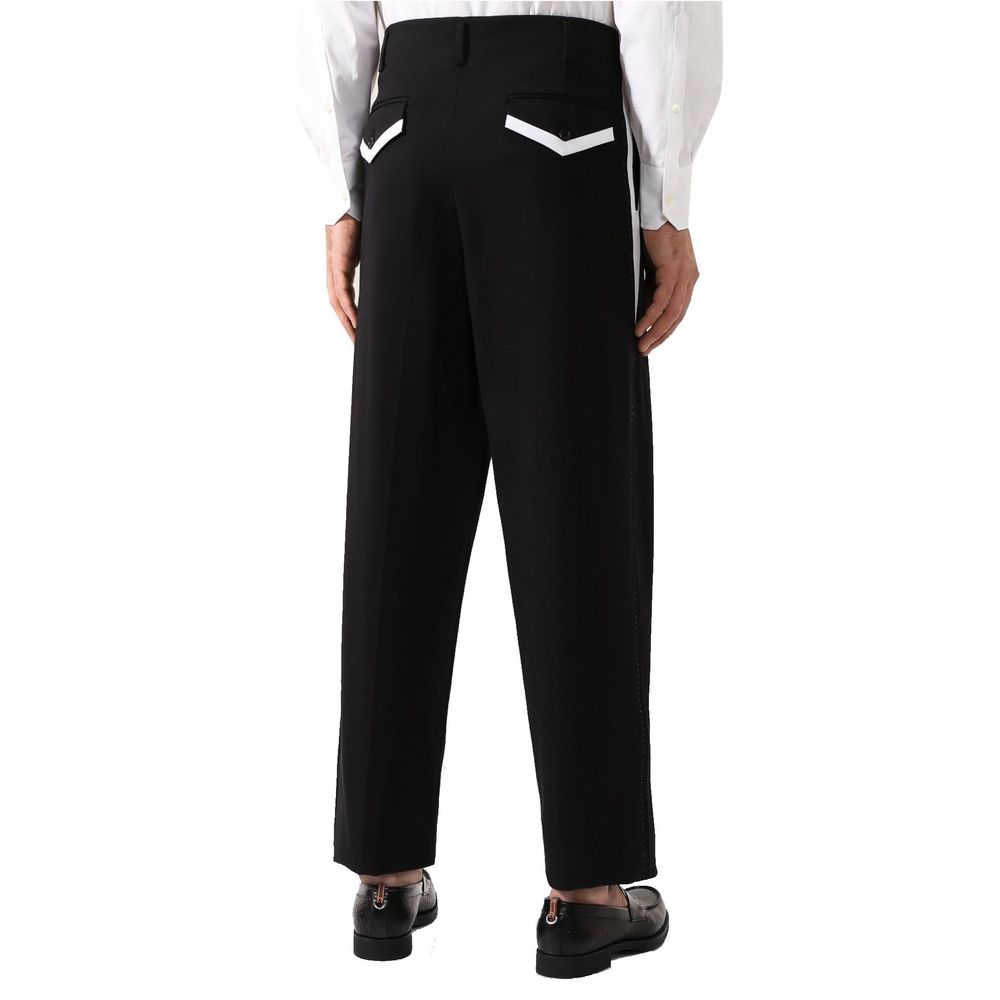 Black Cotton Casual Pants