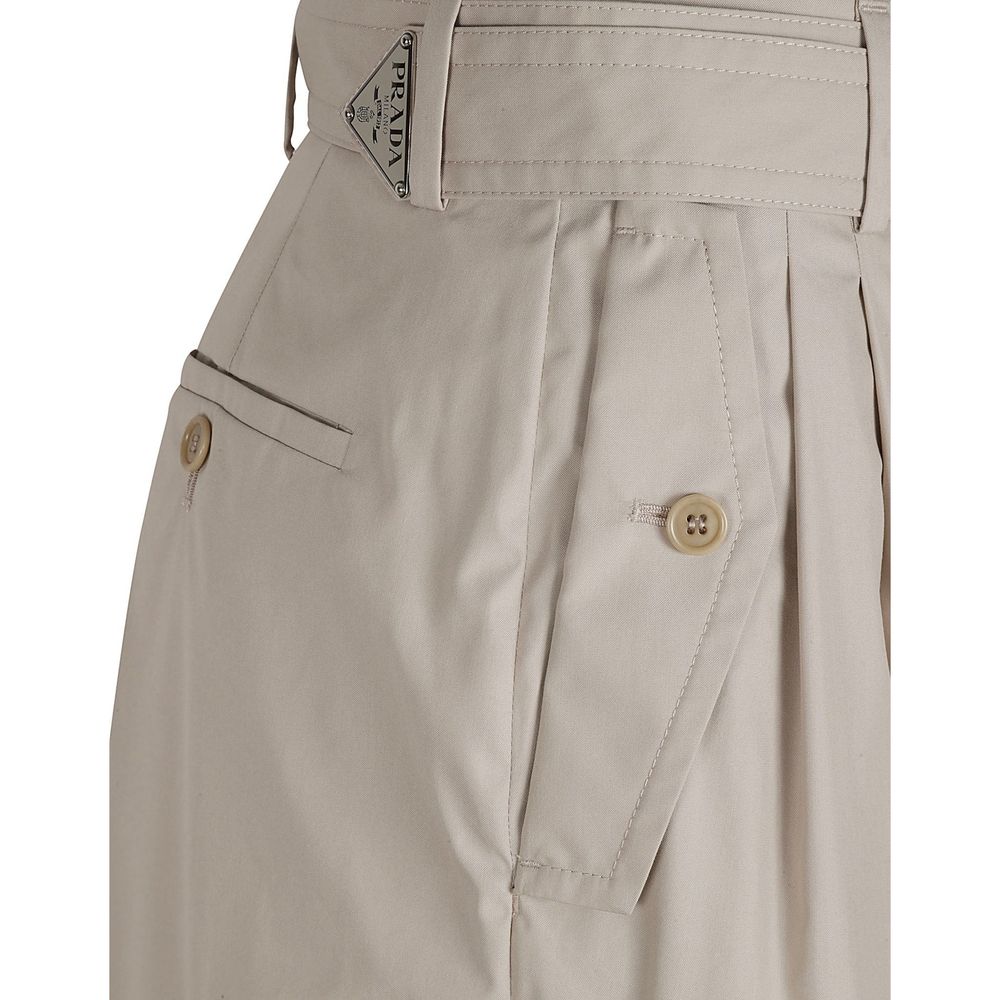 Beige Cotton Cargo Pants
