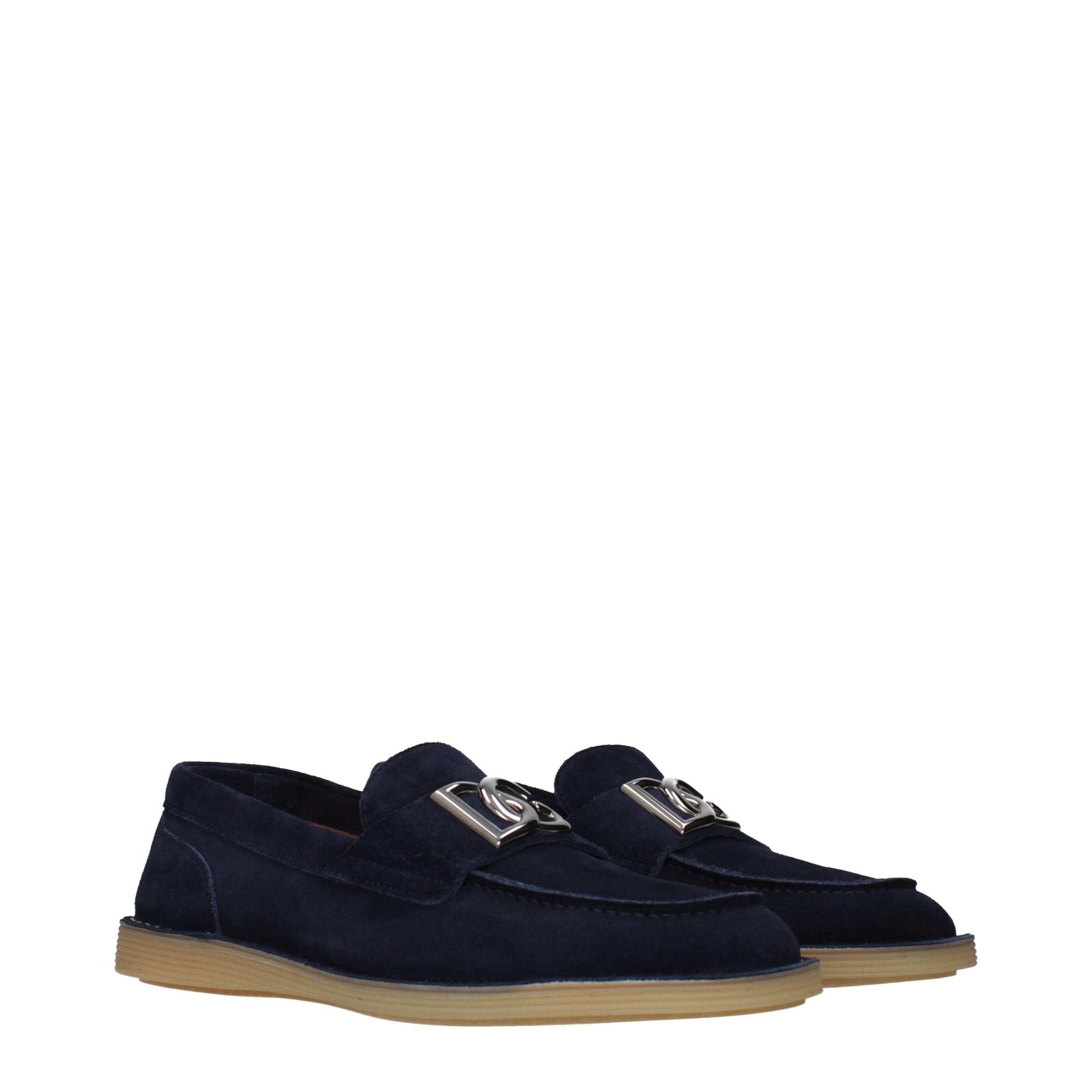 Blue Leather Slip-On Loafers