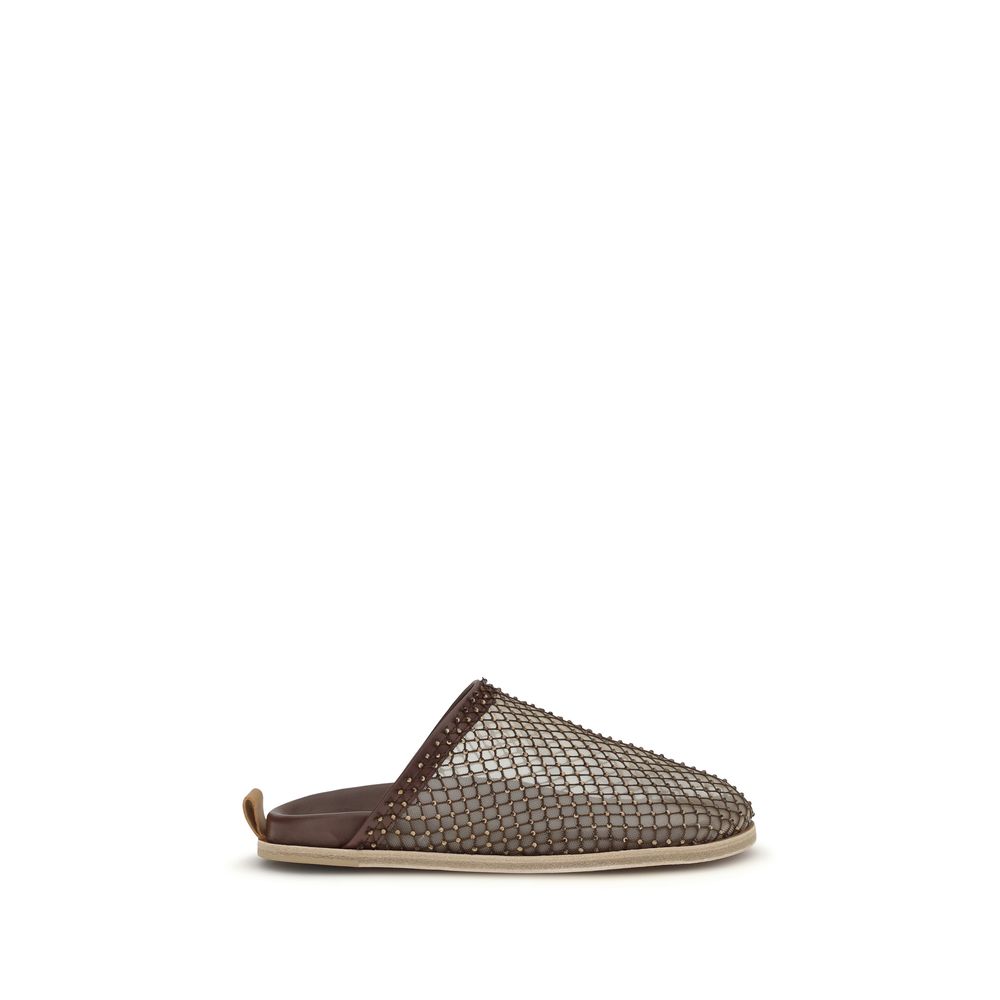 Brown Calf Leather Bos Taurus Mules