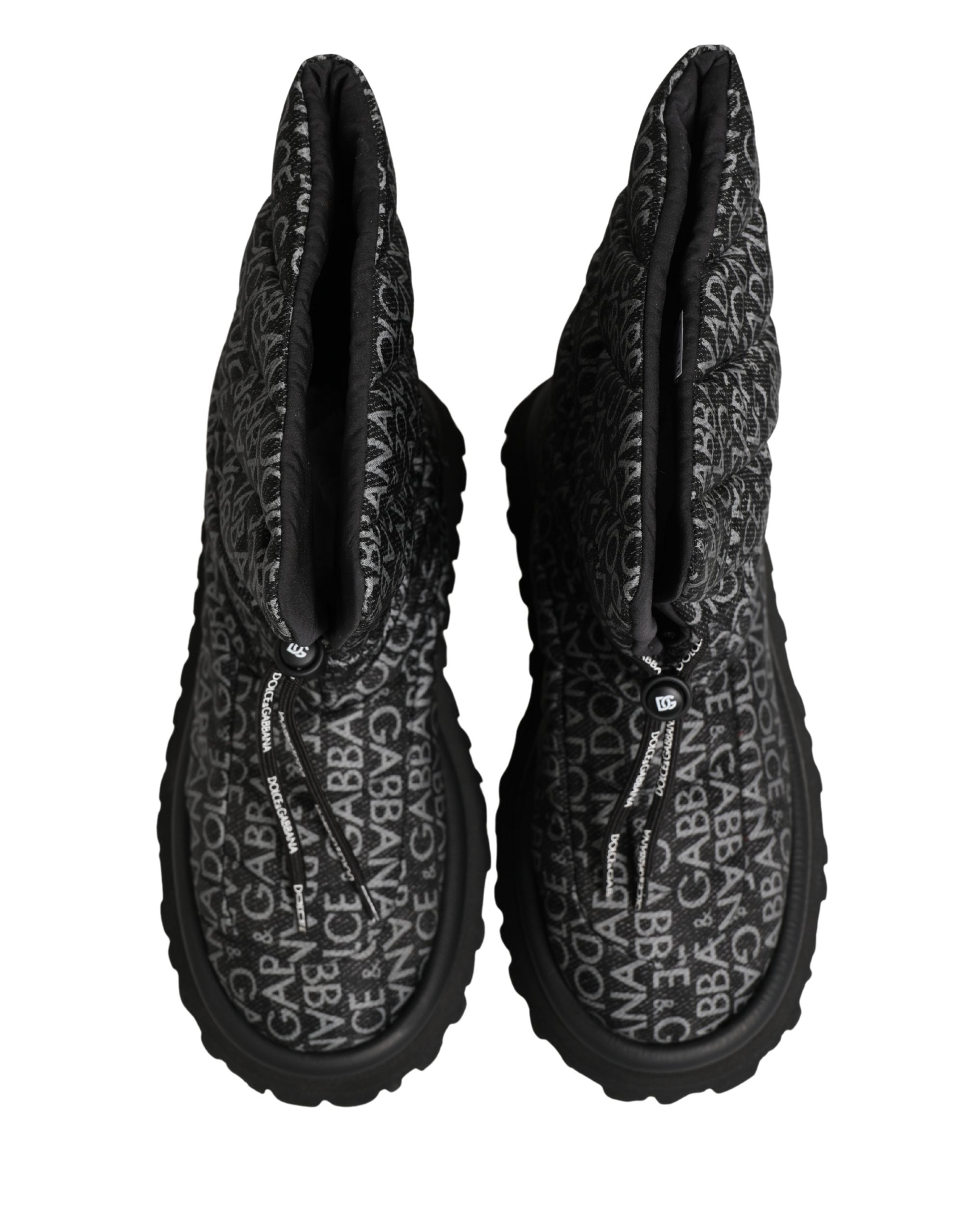 Black Logo Print Lace Up Snow Boots Shoes