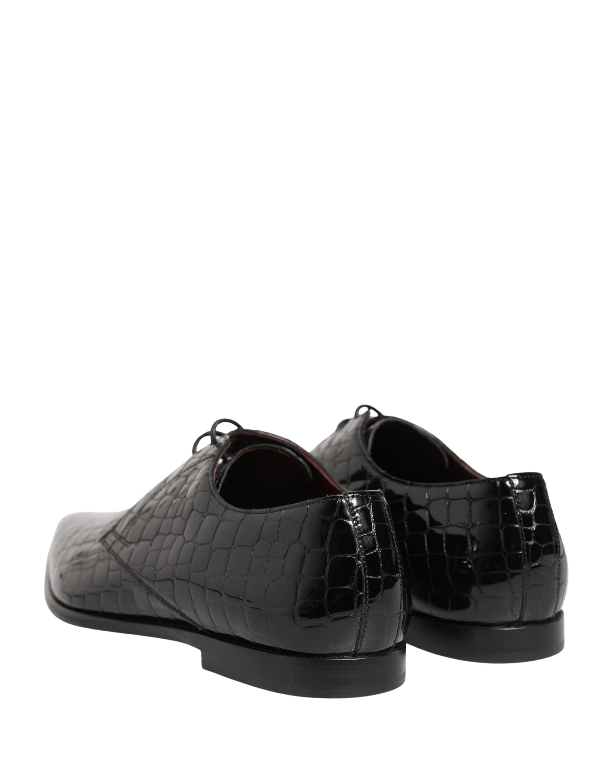 Black Exotic Leather Derby Men Dress Shoes