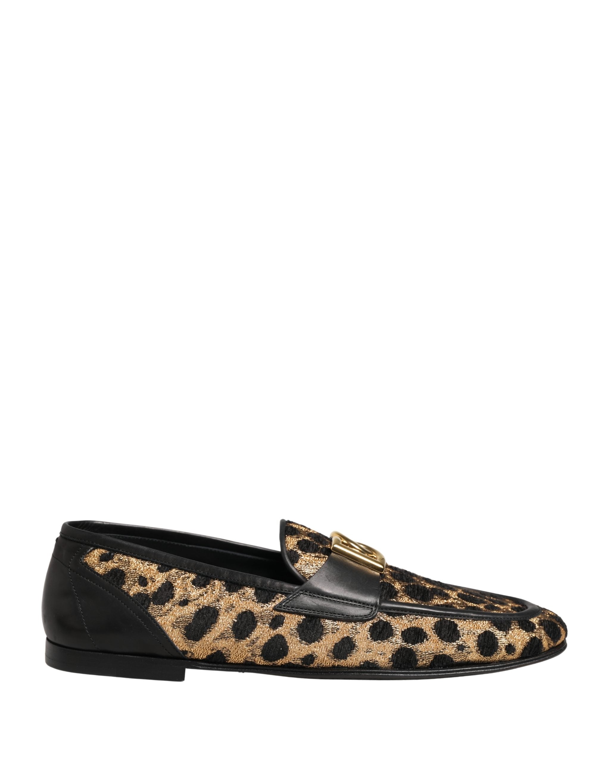 Black Gold Leopard Pony Skin Loafers Shoes