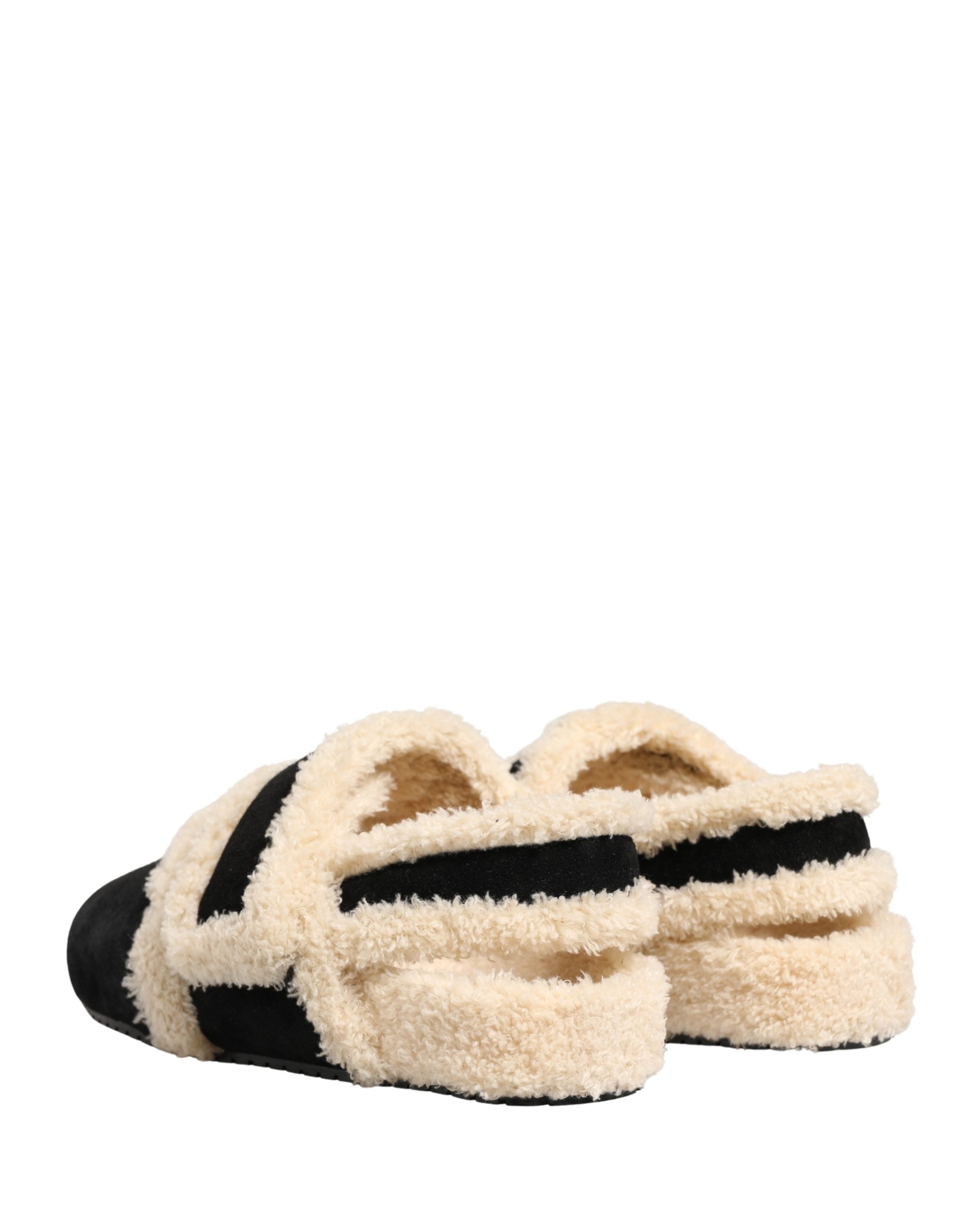 Beige Black Faux Fur Flats Men Sandals Shoes