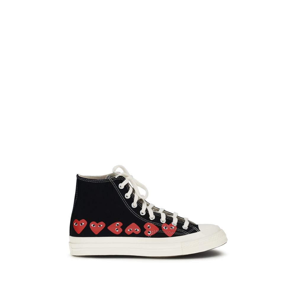 Black Cotton High Top Sneakers