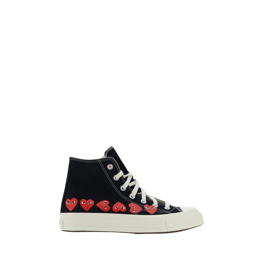 Black Cotton High Top Sneakers