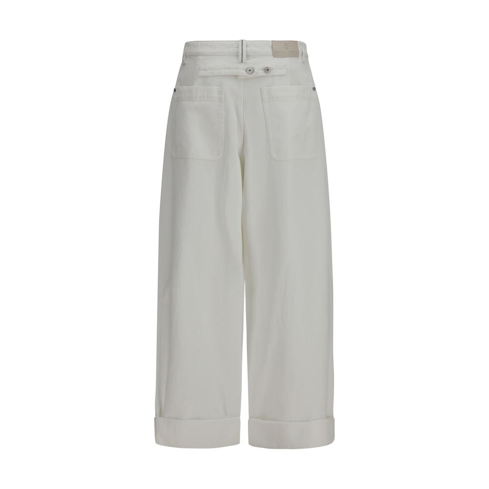 White Cotton Casual Pants